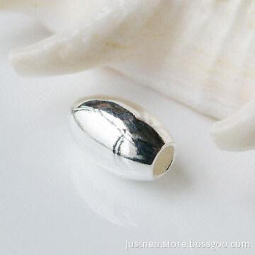 Solid 925 sterling silver loose oval barrel beads, 3*5/5*8mm